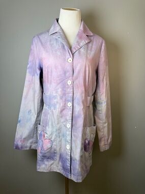 Pastel Tie-Dye Lavender Button-Up Women's Coat